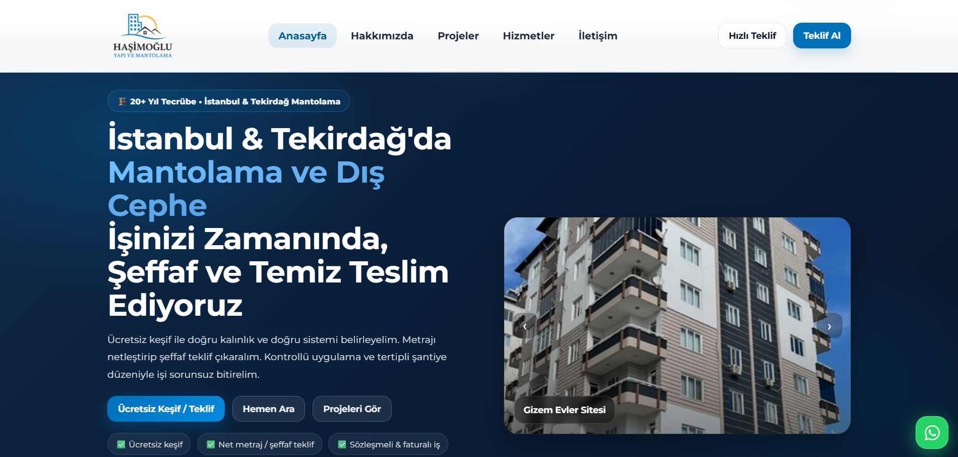 Haşimoğlu Yapı ve Mantolama ekran görüntüsü